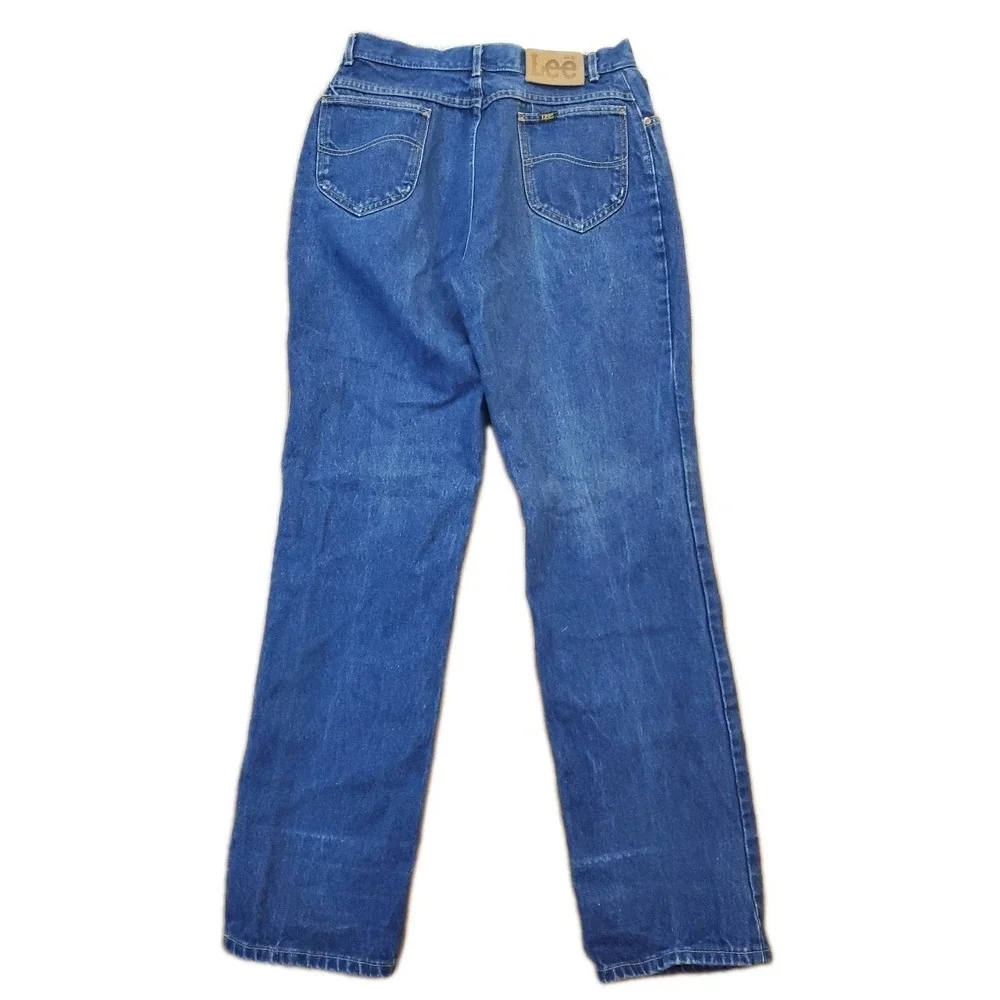 Vintage LEE MR Jeans Womens Size 16 Union Made In USA Blue Denim Straight Leg